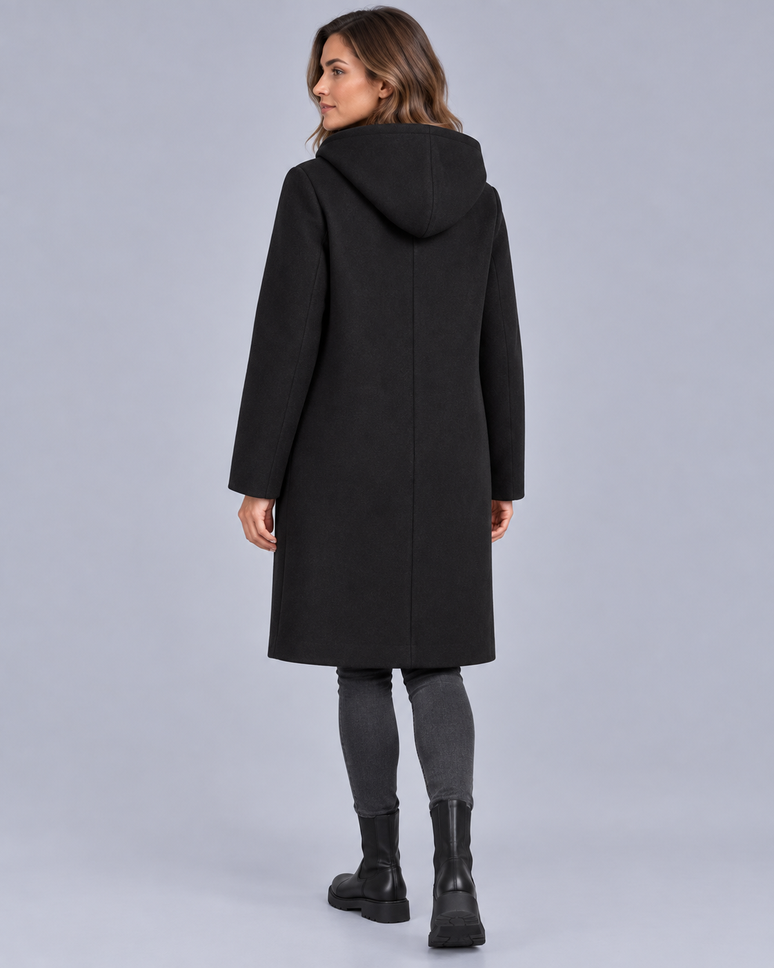Women's 100% Pure Wool Hooded Coat | Full Zip Overcoat
