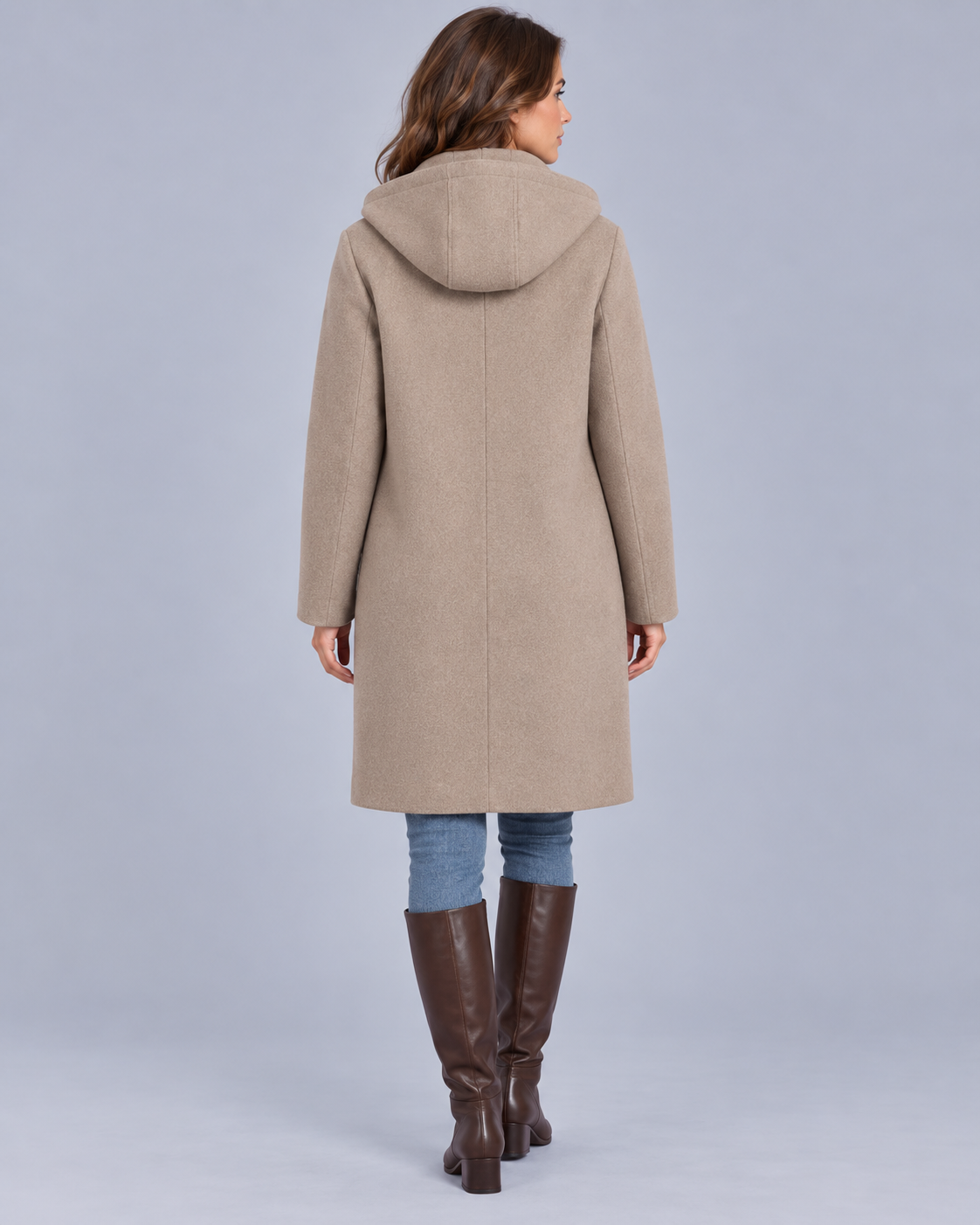 Women's 100% Pure Wool Hooded Coat | Full Zip Overcoat