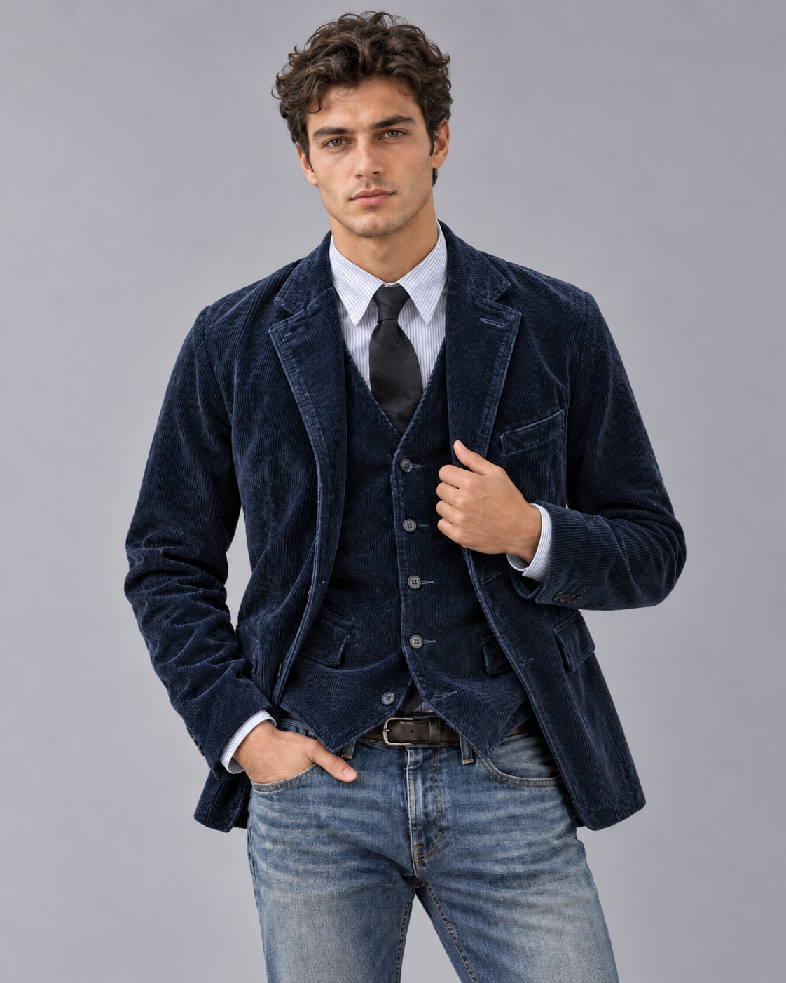 Men's Corduroy Jacket | Blazer Style, Notch Lapels, Button-Up, Flap Pockets