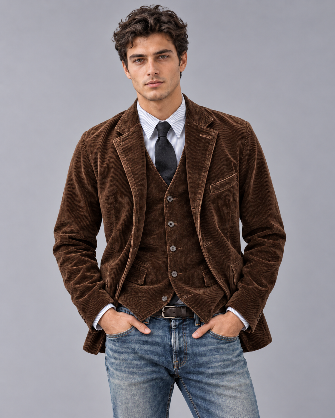 Men's Corduroy Jacket | Blazer Style, Notch Lapels, Button-Up, Flap Pockets