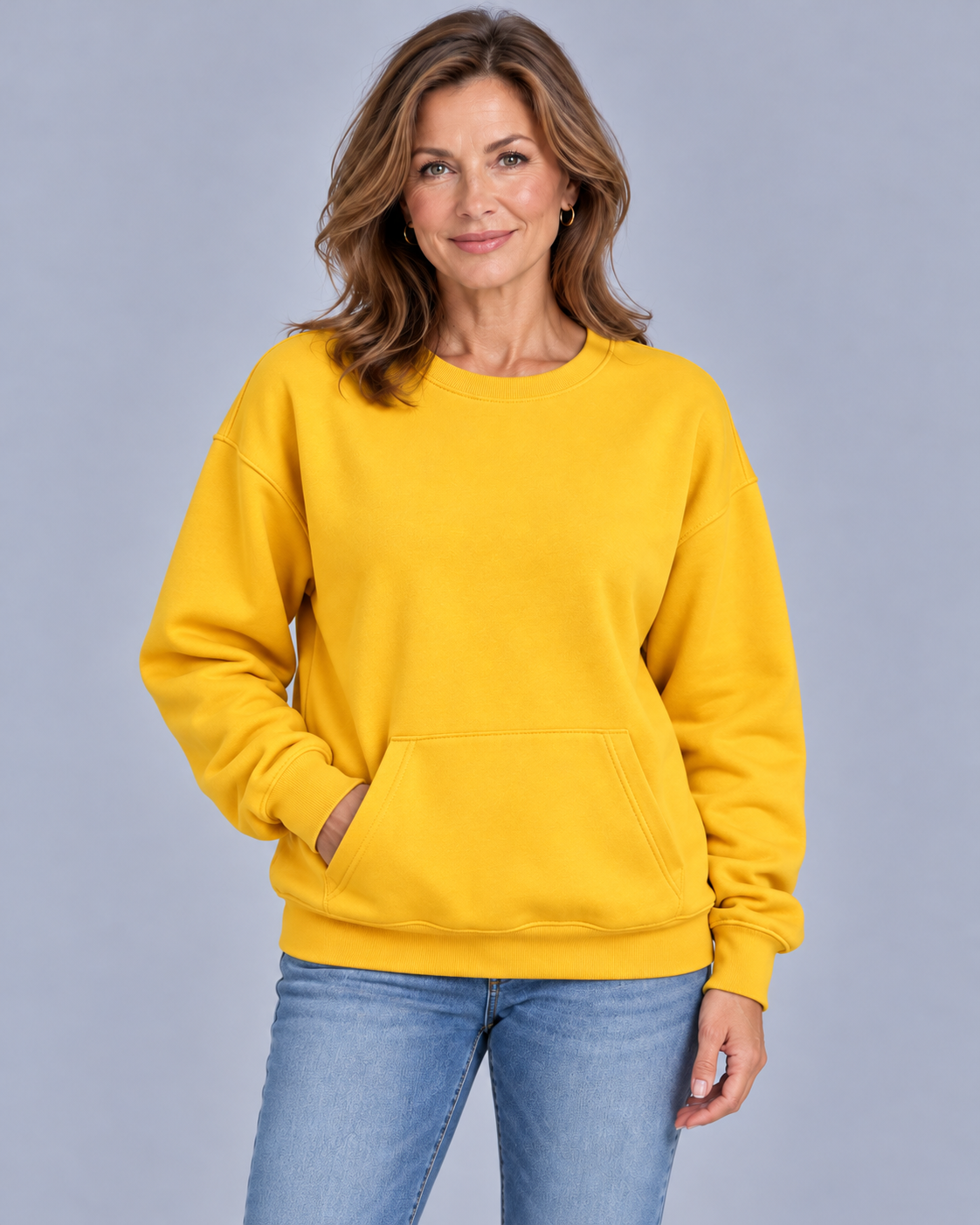 Women's Oversized Sweatshirt – Crew Neck, Kangaroo Pocket, Dropped Shoulders, Relaxed Fit