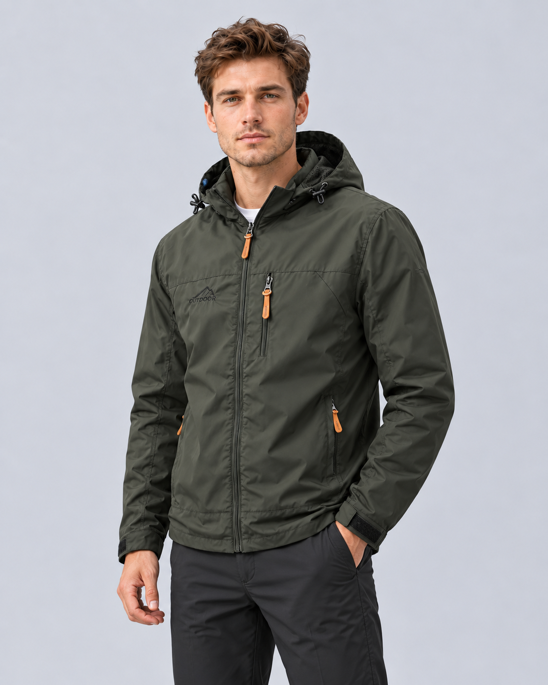Men's Lightweight Hooded Windbreaker | Outdoor Zip-Up Jacket