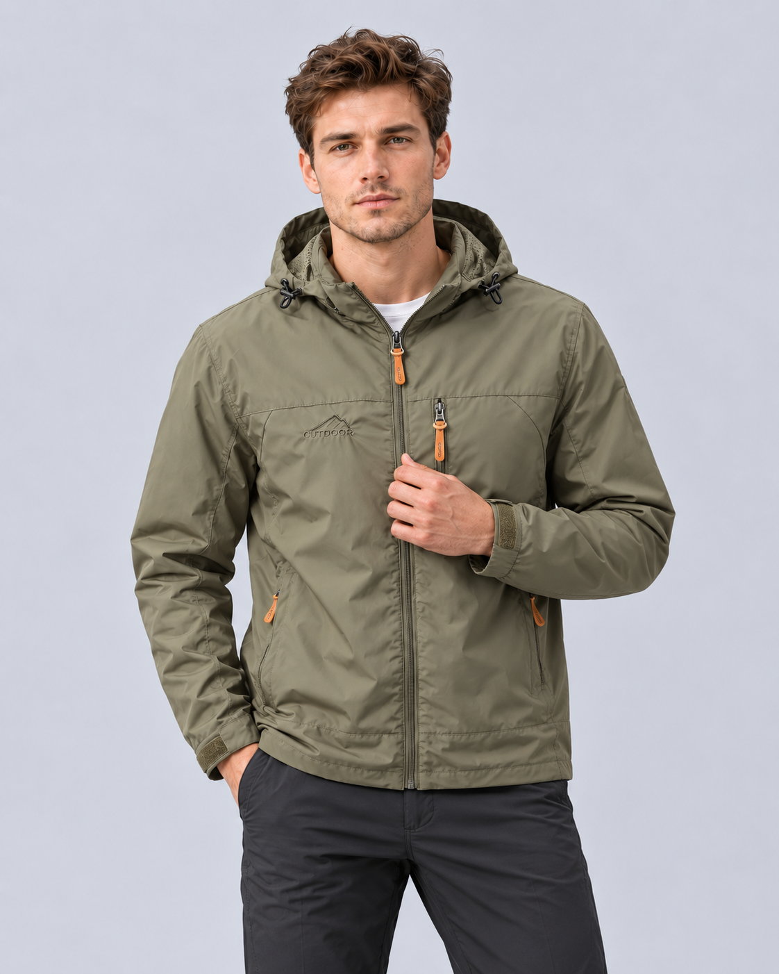 Men's Lightweight Hooded Windbreaker | Outdoor Zip-Up Jacket