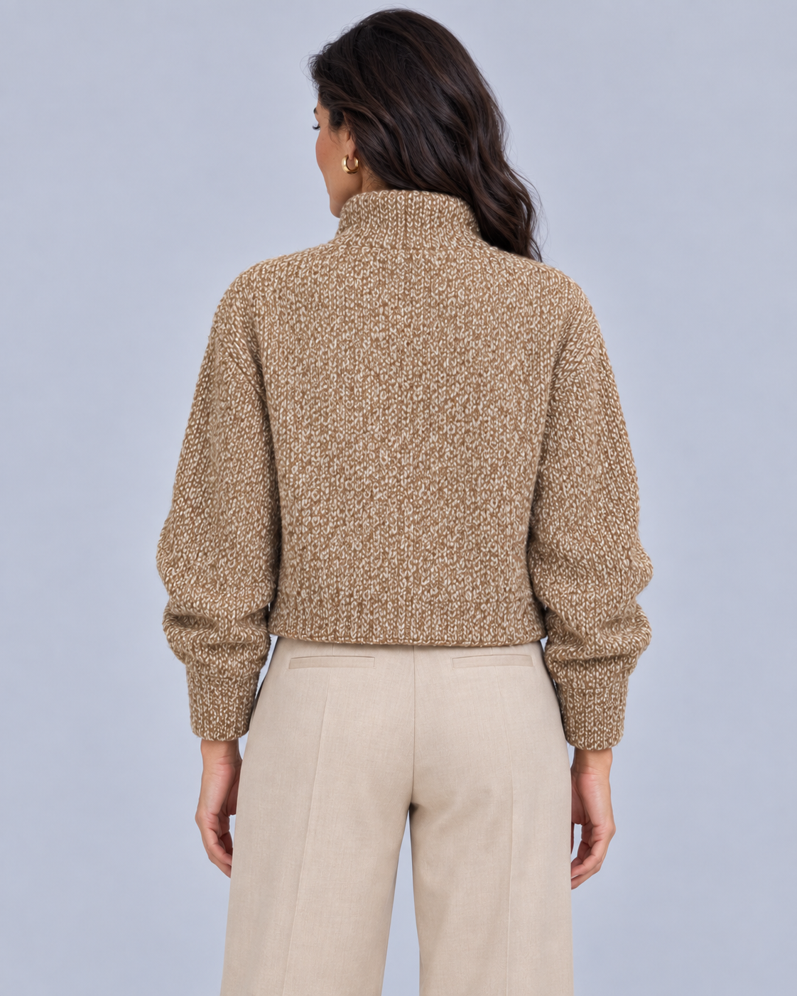 Women's Textured Knit Jacket | Tailored Coat with High Collar