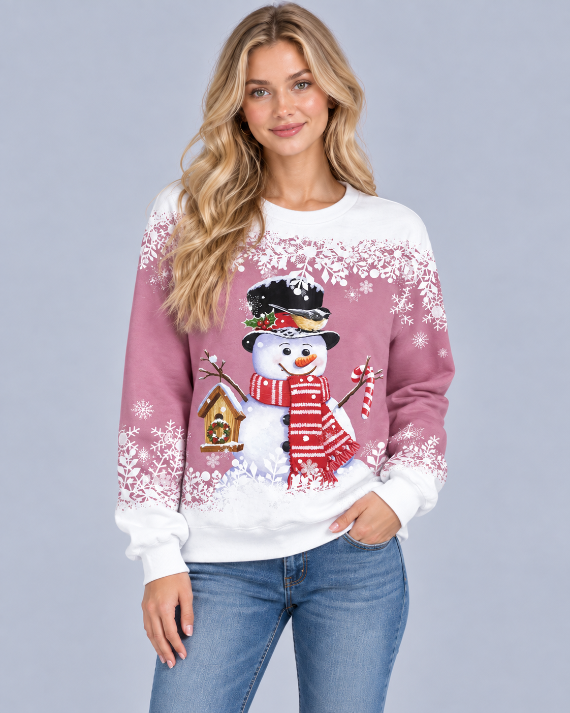 Women's Christmas Knitted Jumper | Festive Snowman Sweater