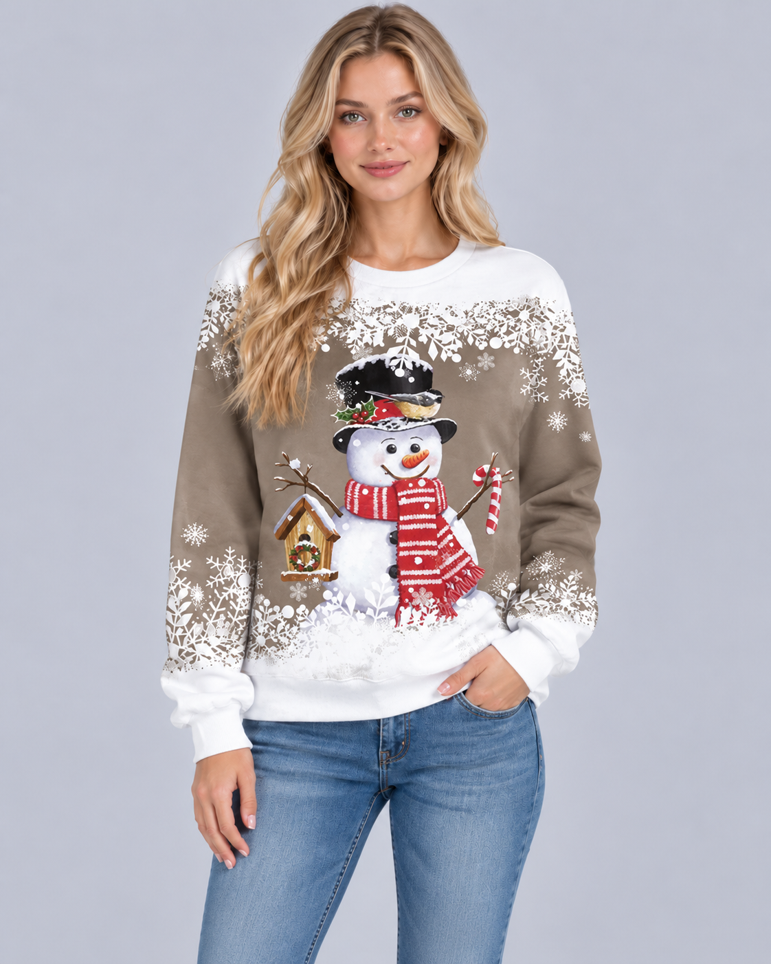 Women's Christmas Knitted Jumper | Festive Snowman Sweater
