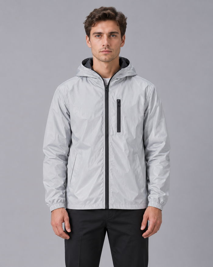 Men's Reflective Rain Jacket with Hood | Lightweight Waterproof Coat