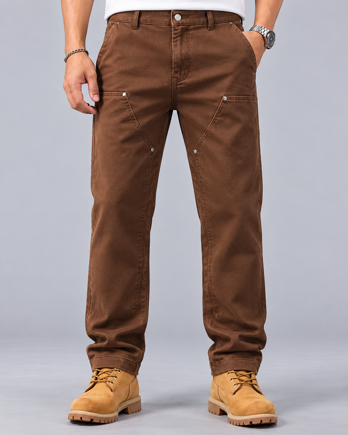 Men's Utility Cotton Twill Trousers – Straight Leg Fit