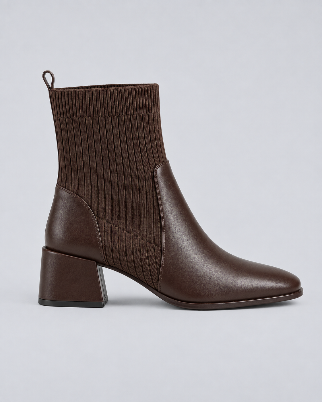 Women's Leather Chelsea Ankle Boots with Square Toe & Block Heel