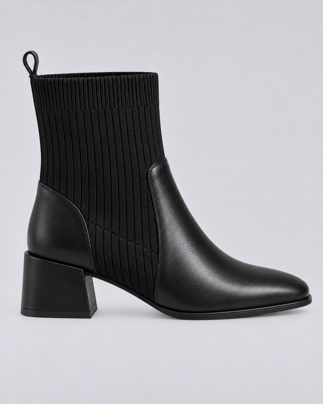 Women's Leather Chelsea Ankle Boots with Square Toe & Block Heel