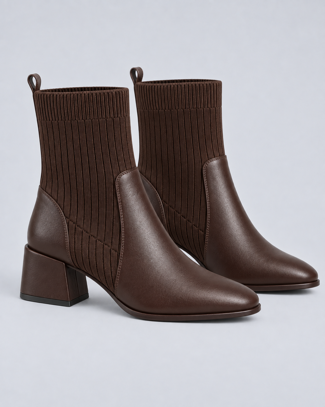 Women's Leather Chelsea Ankle Boots with Square Toe & Block Heel