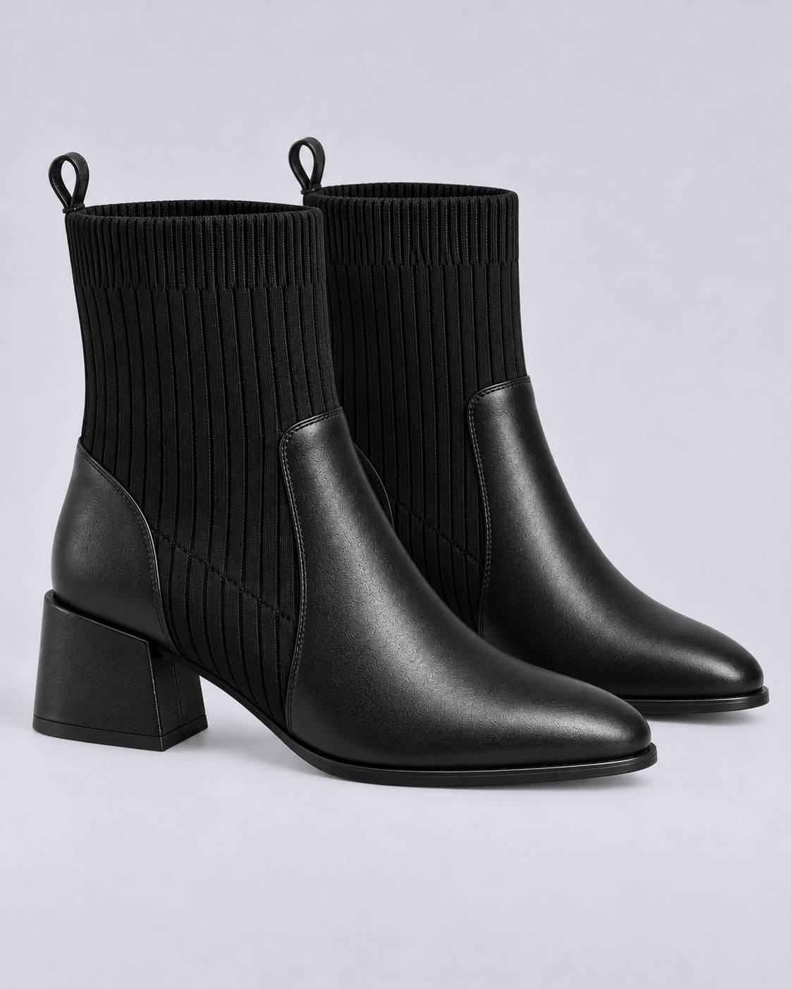 Women's Leather Chelsea Ankle Boots with Square Toe & Block Heel