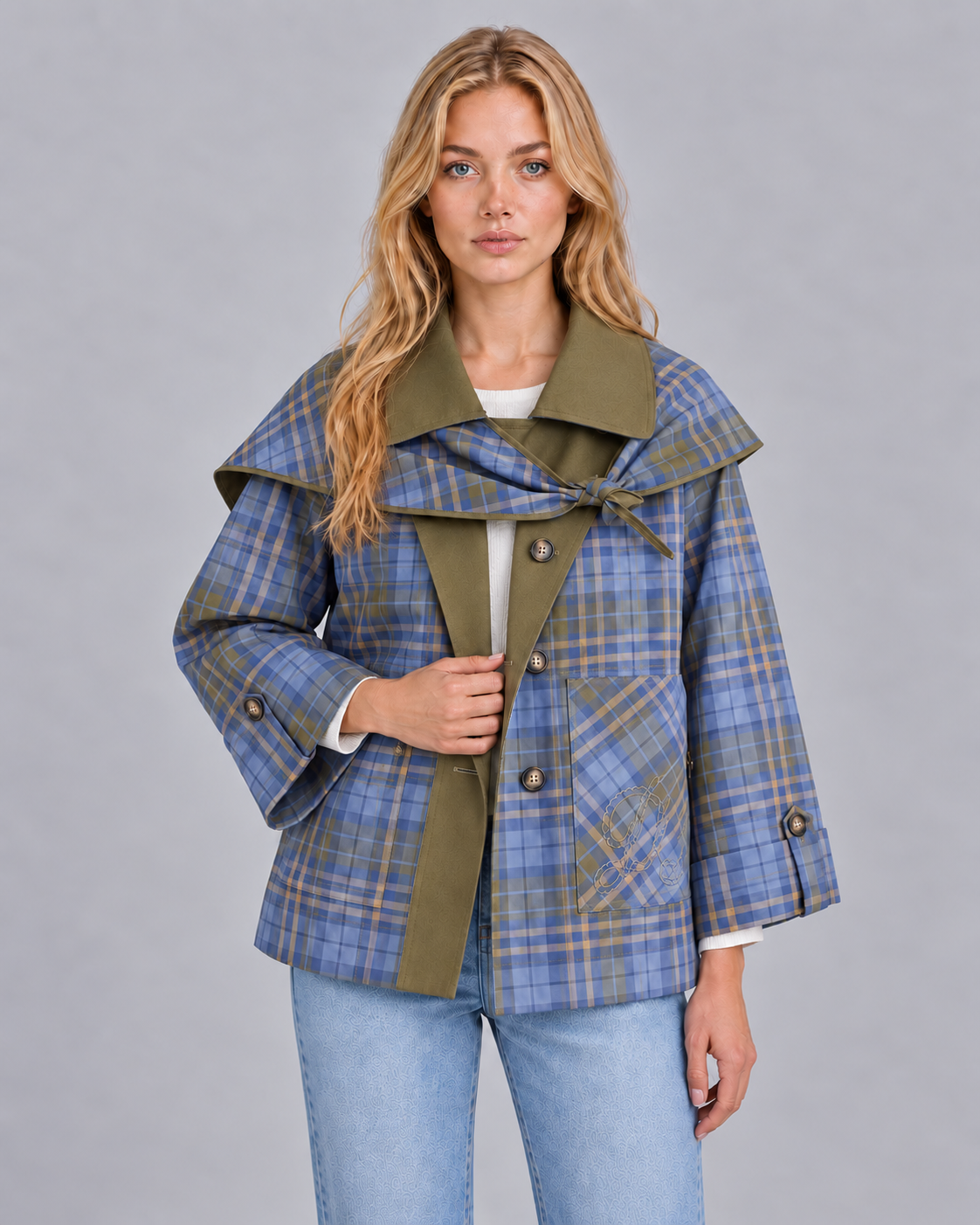 Women's 100% Cotton Reversible Scarf Jacket