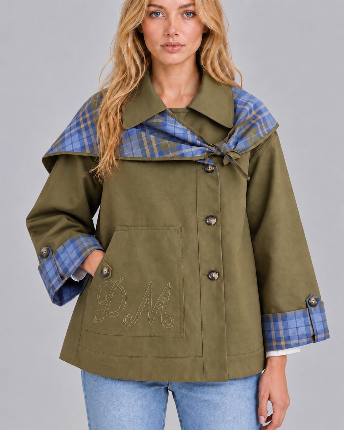 Women's 100% Cotton Reversible Scarf Jacket
