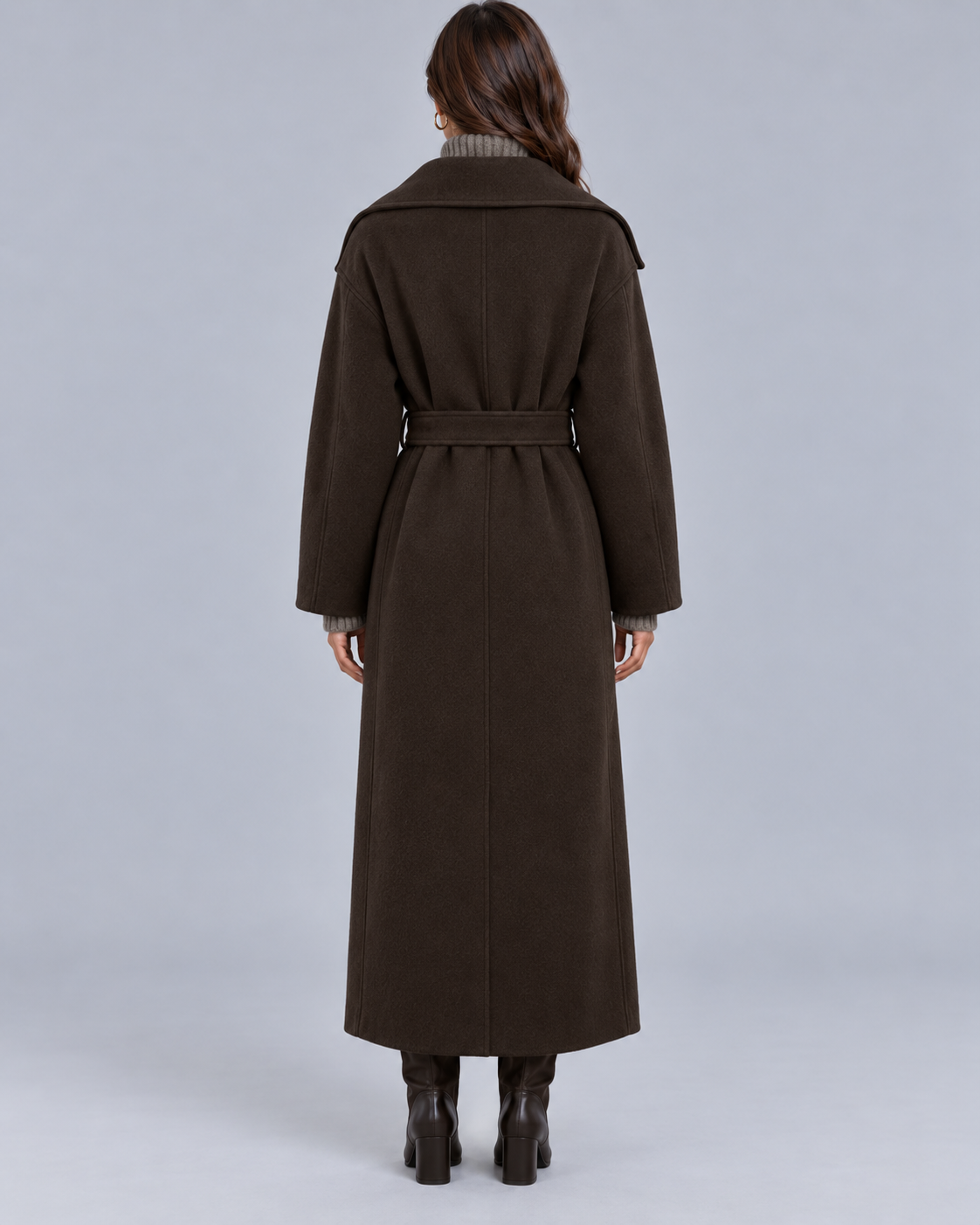 Women's Wool Blend Trench Coat | Elegant Ankle-Length Winter Outerwear