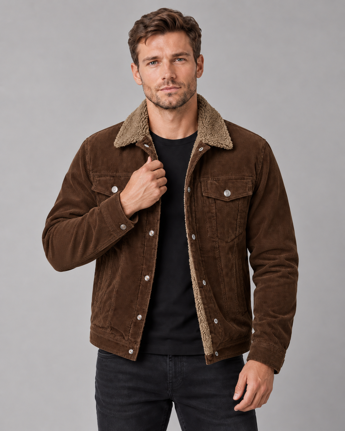 Men's Sherpa Collar Corduroy Jacket