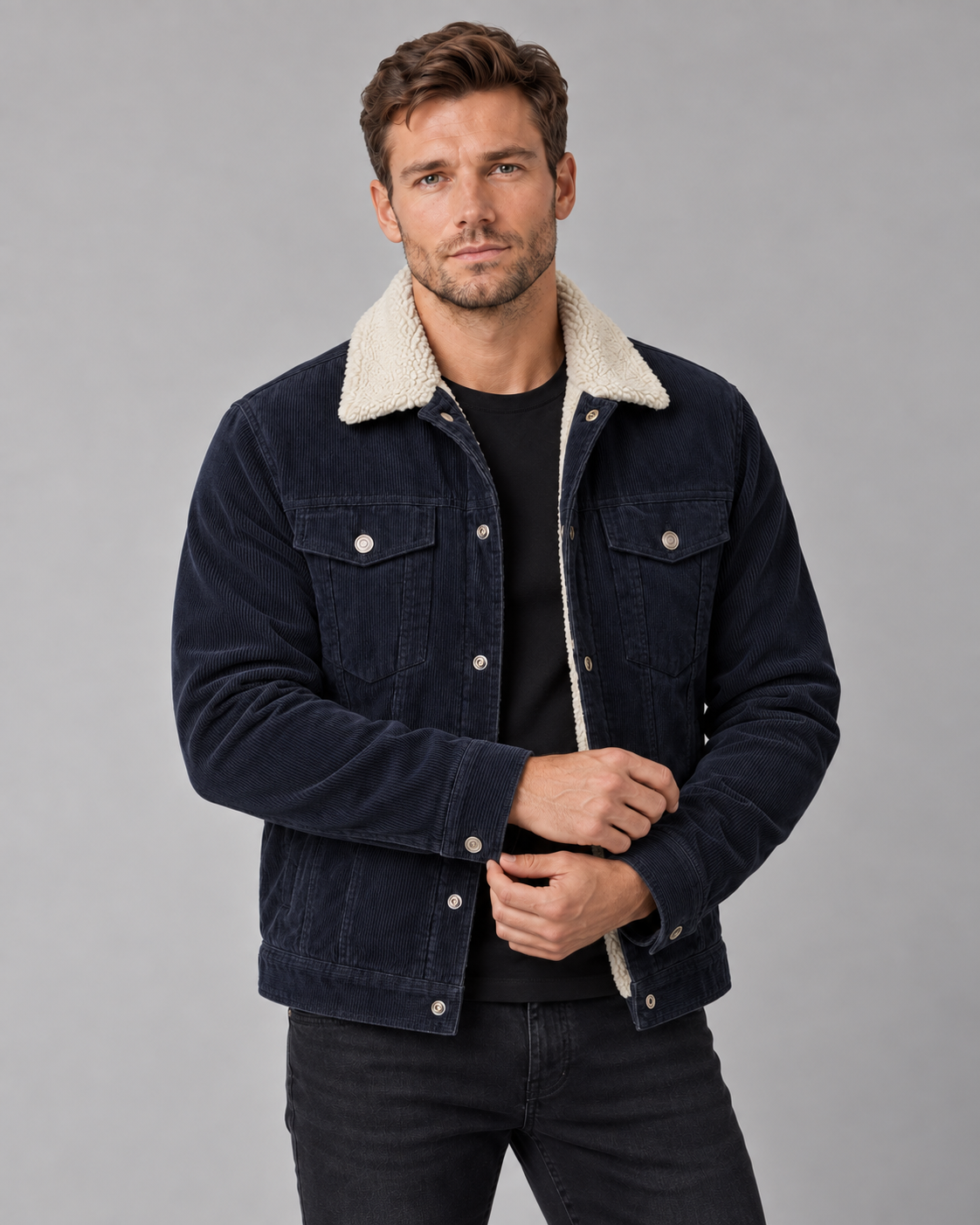 Men's Sherpa Collar Corduroy Jacket