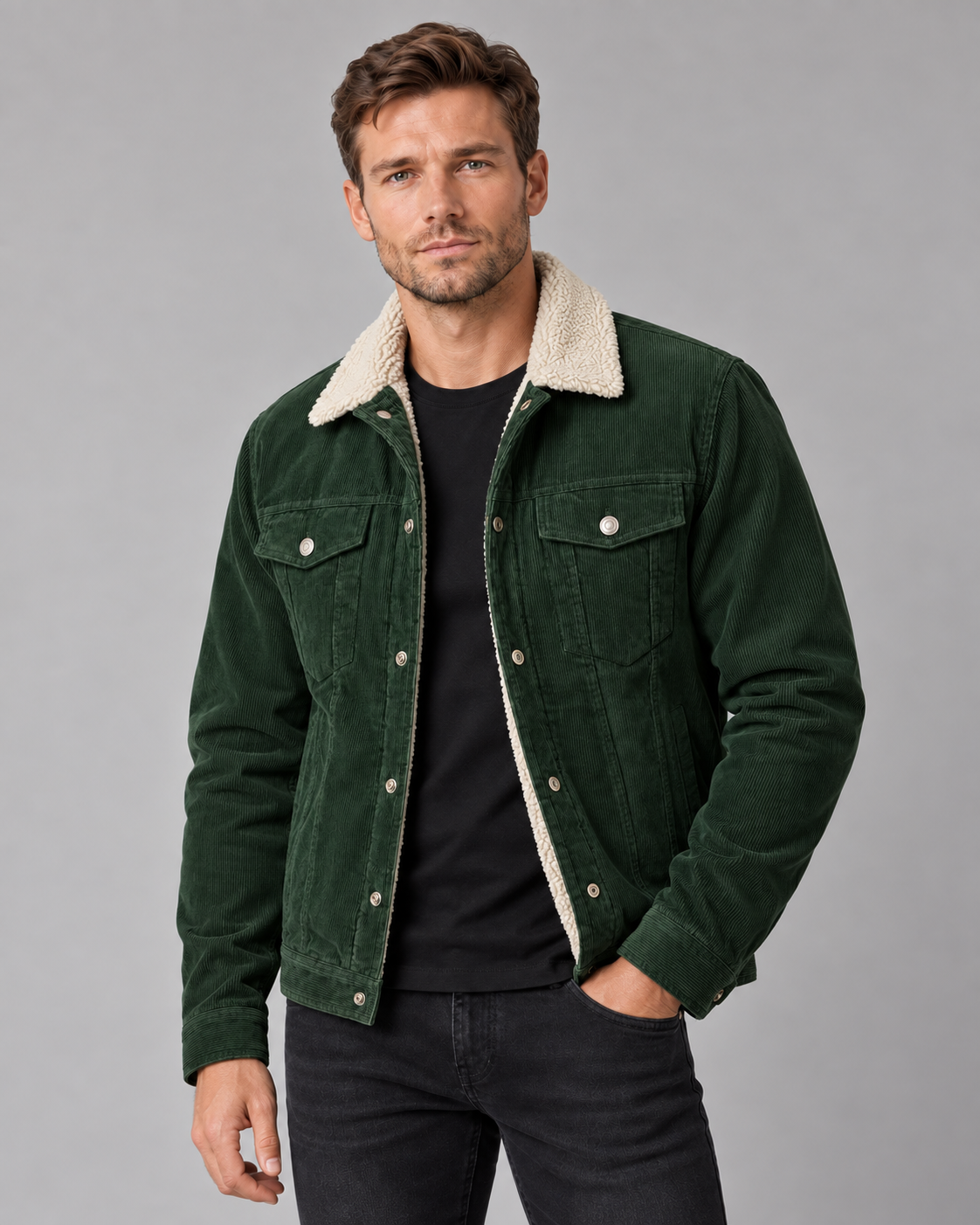 Men's Sherpa Collar Corduroy Jacket