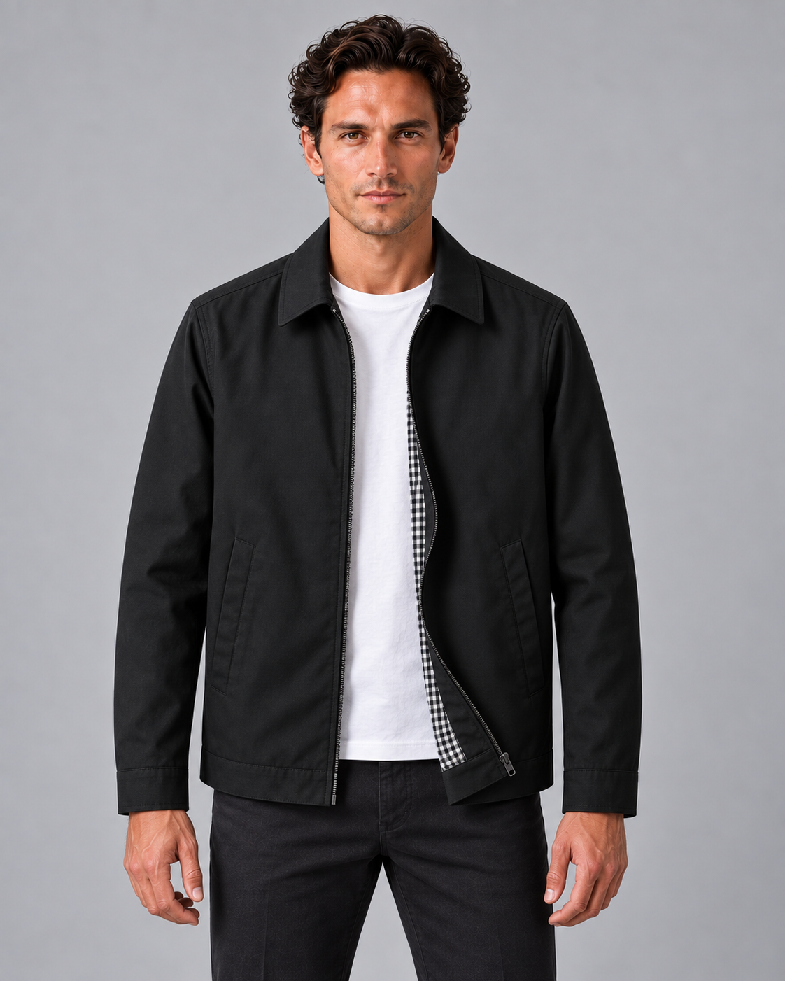 Men's Lightweight Jacket with Zip-Up Front