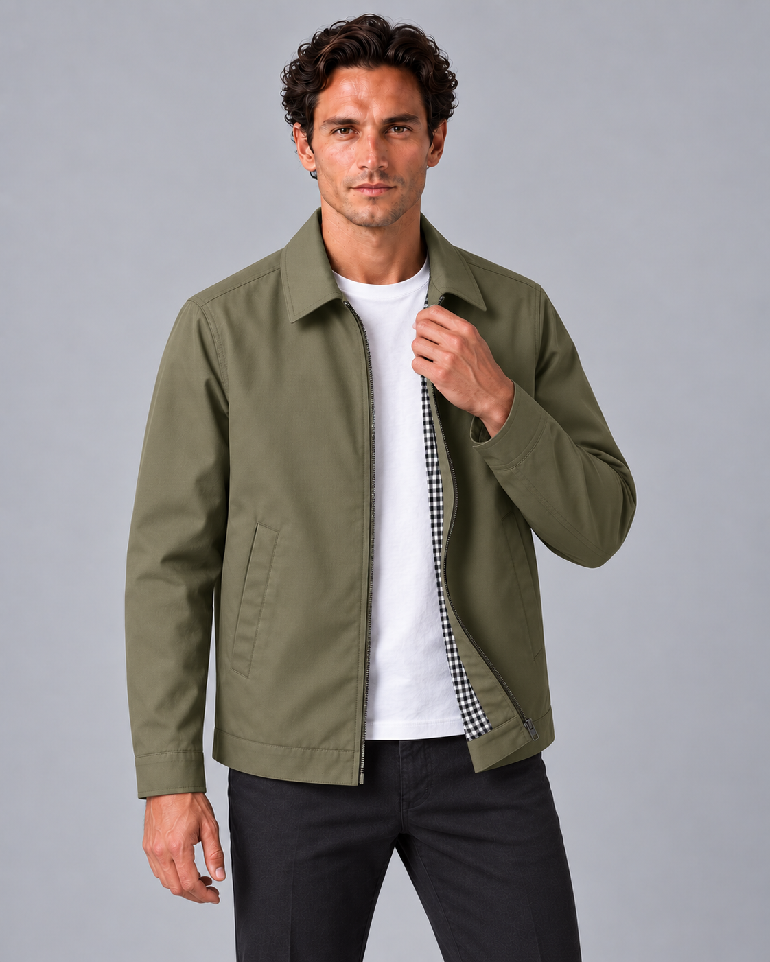 Men's Lightweight Jacket with Zip-Up Front