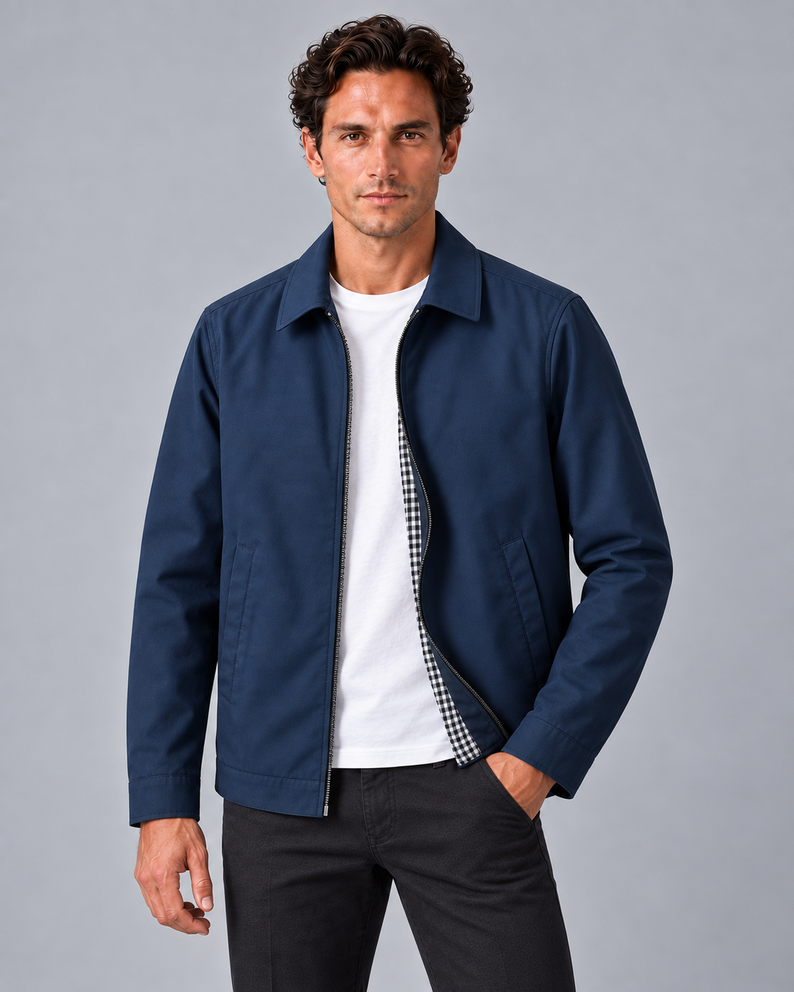 Men's Lightweight Jacket with Zip-Up Front