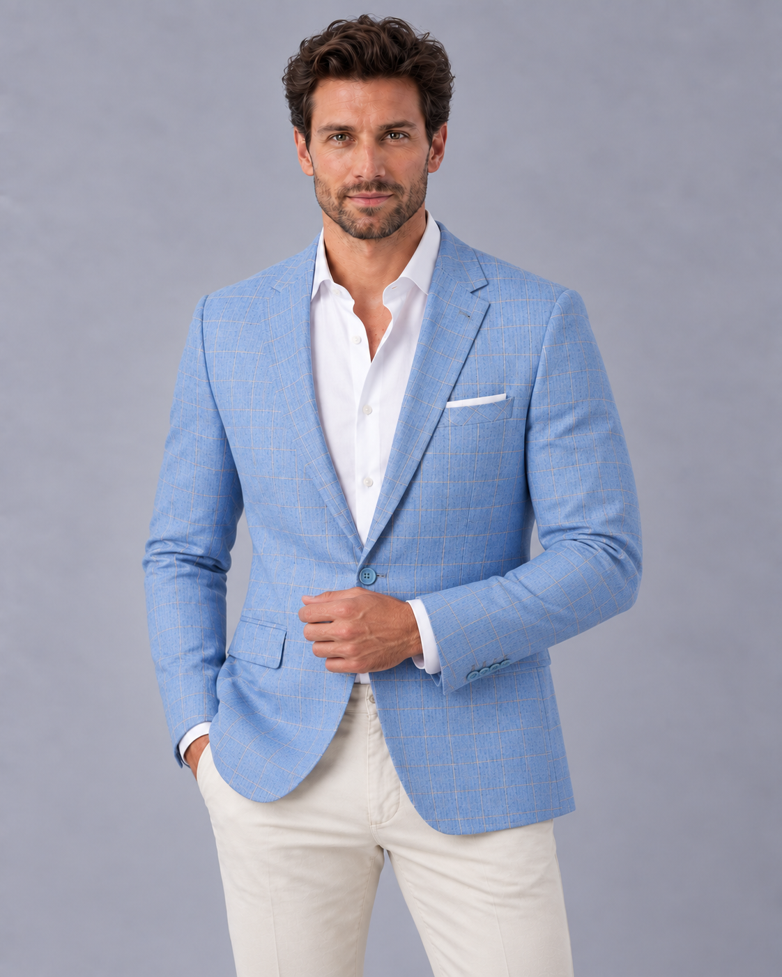 Men’s Windowpane Blazer – Tailored Smart Casual Jacket