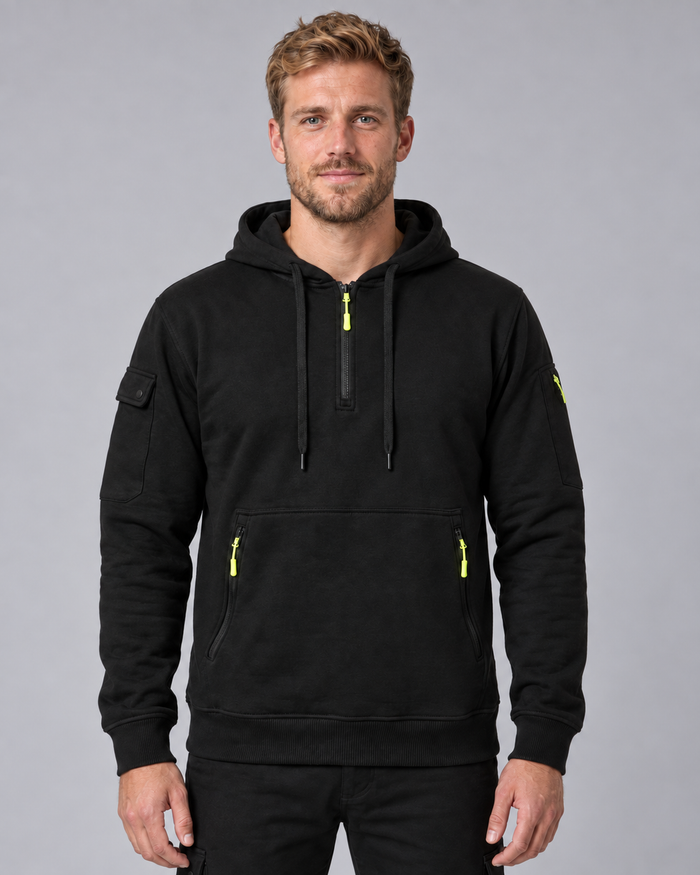 Men's Tactical Quarter Zip Hoodie with Multi Pockets