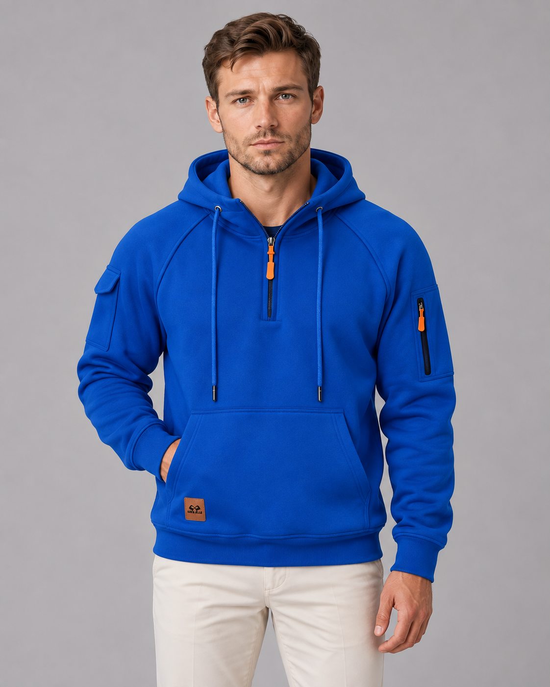 Men's Quarter-Zip Hoodie with Utility Kangaroo Pocket