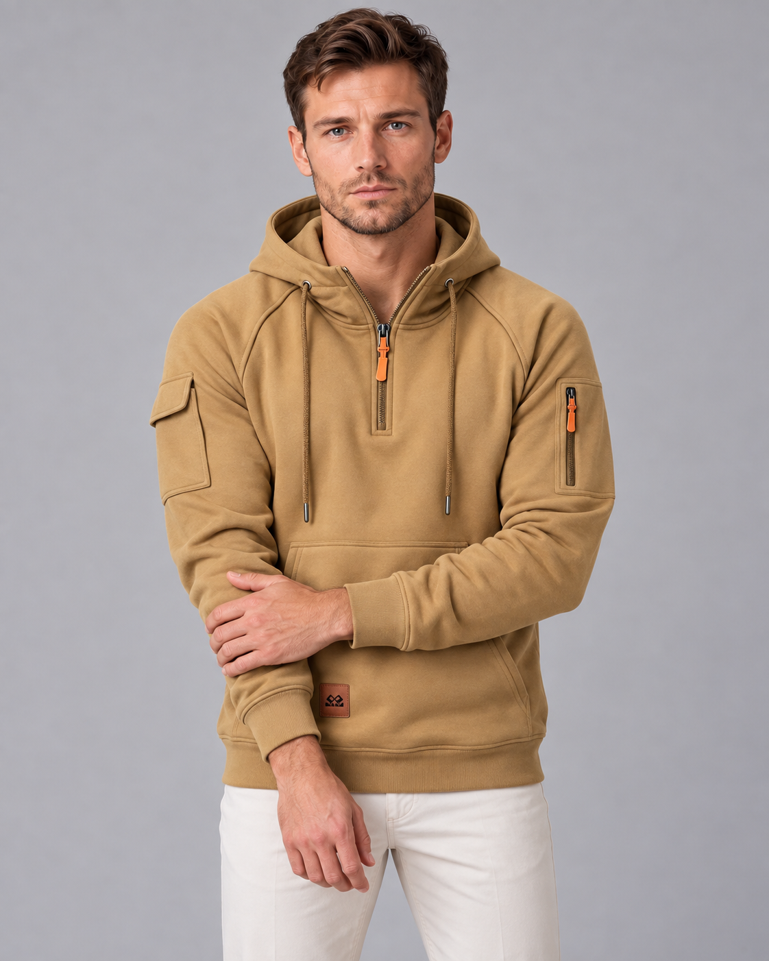 Men's Quarter-Zip Hoodie with Utility Kangaroo Pocket