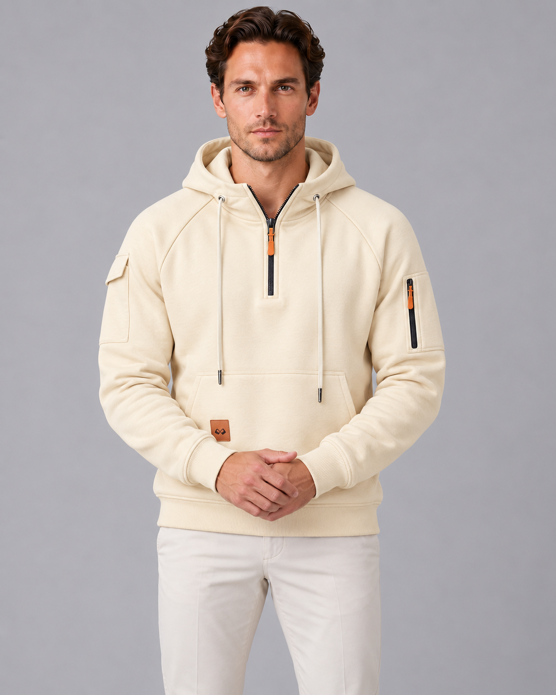 Men's Quarter-Zip Hoodie with Utility Kangaroo Pocket