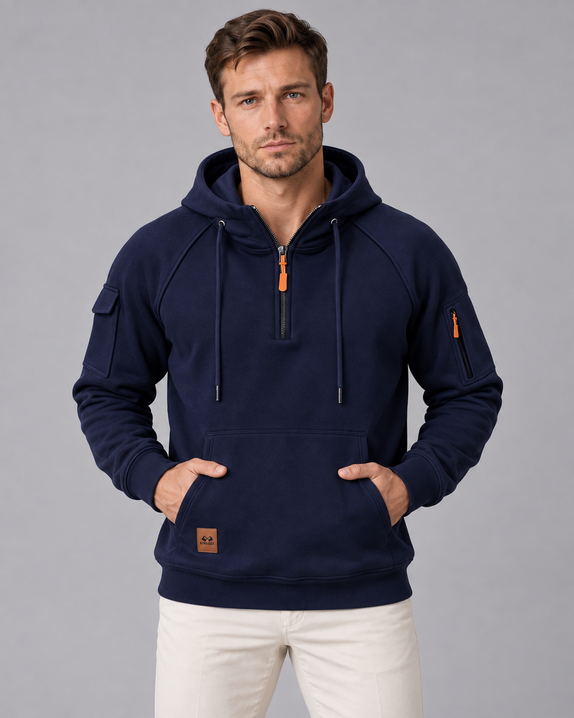 Men's Quarter-Zip Hoodie with Utility Kangaroo Pocket