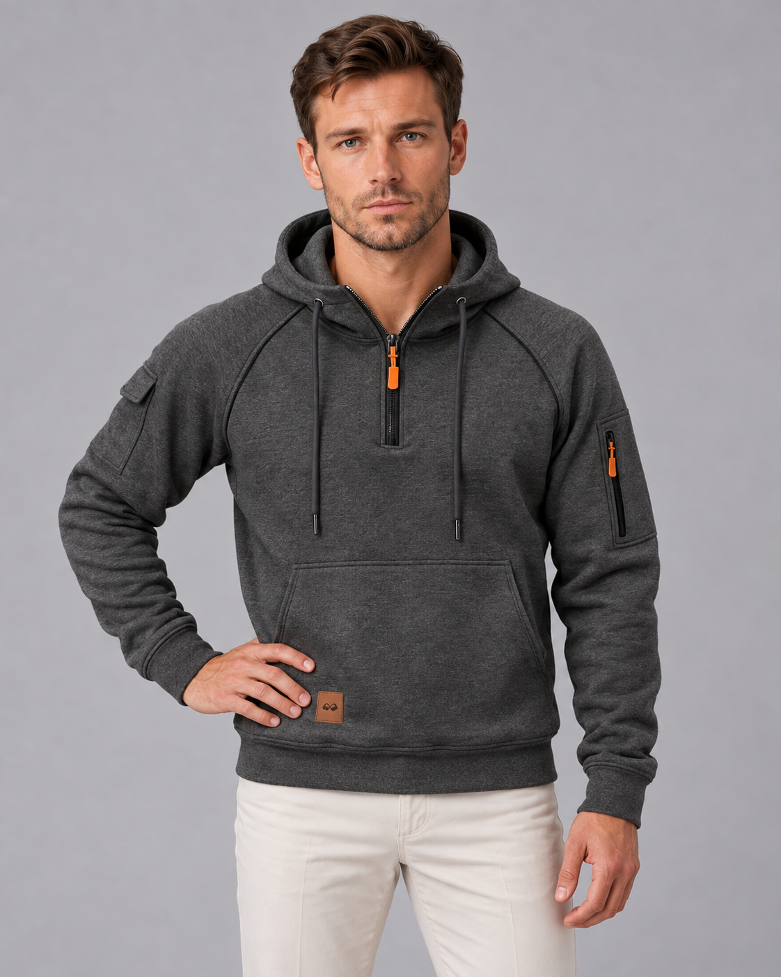 Men's Quarter-Zip Hoodie with Utility Kangaroo Pocket