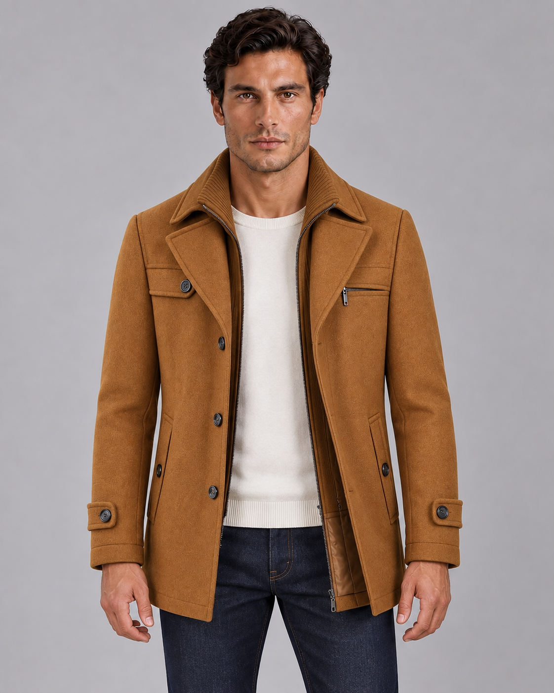 Men's Wool Double-Layer Overcoat | Warm Winter Jacket