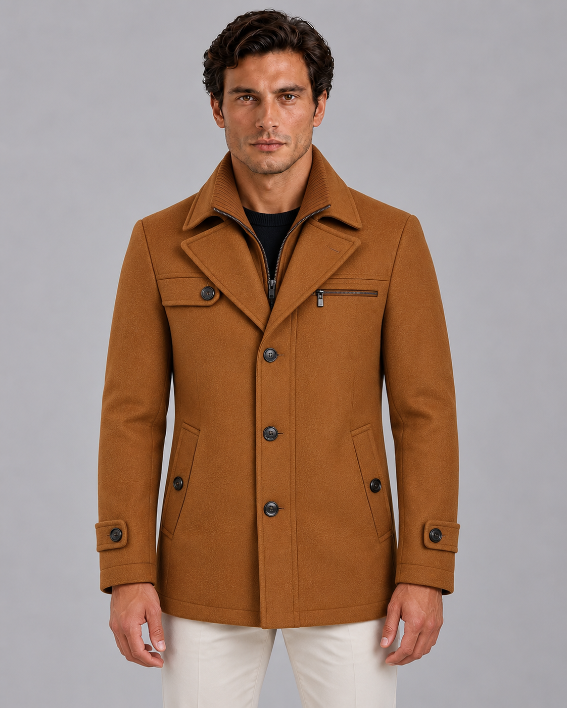 Men's Wool Double-Layer Overcoat | Warm Winter Jacket