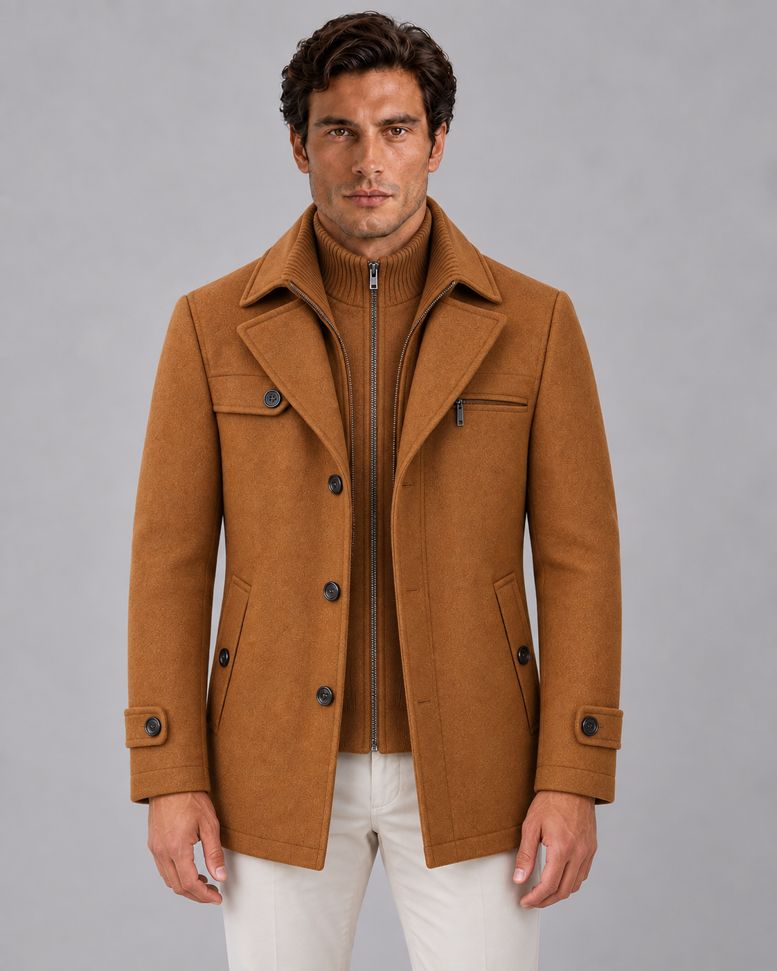 Men's Wool Double-Layer Overcoat | Warm Winter Jacket