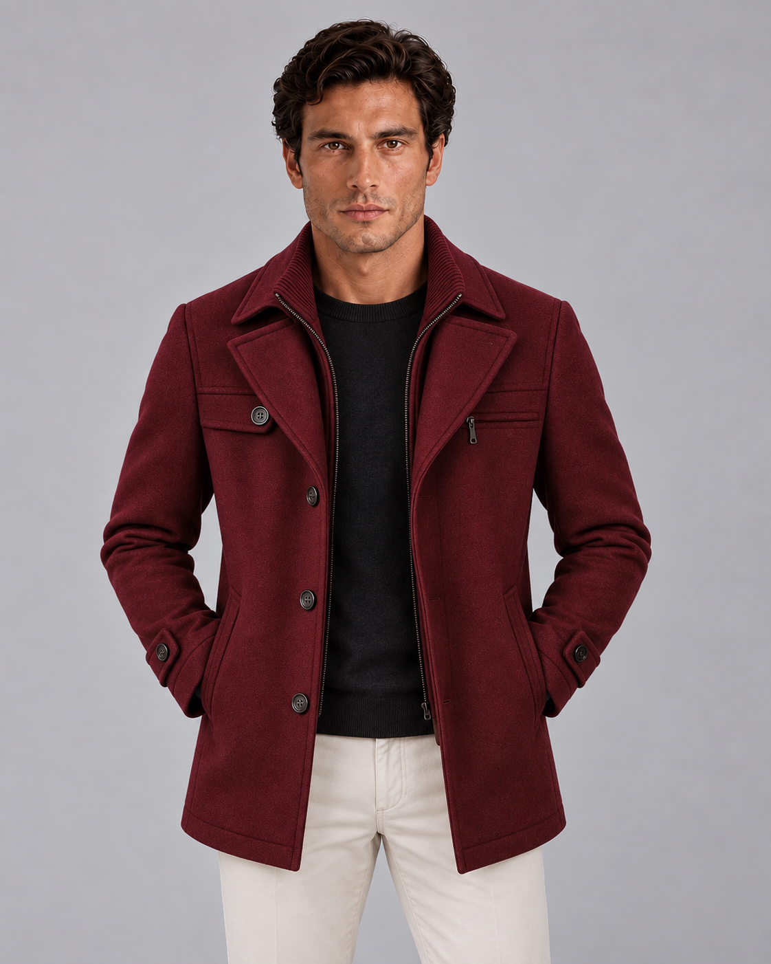 Men's Wool Double-Layer Overcoat | Warm Winter Jacket