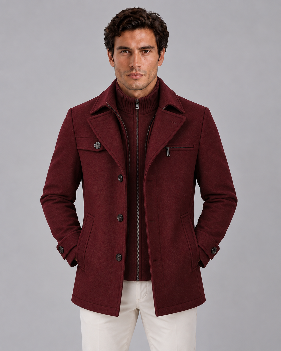 Men's Wool Double-Layer Overcoat | Warm Winter Jacket