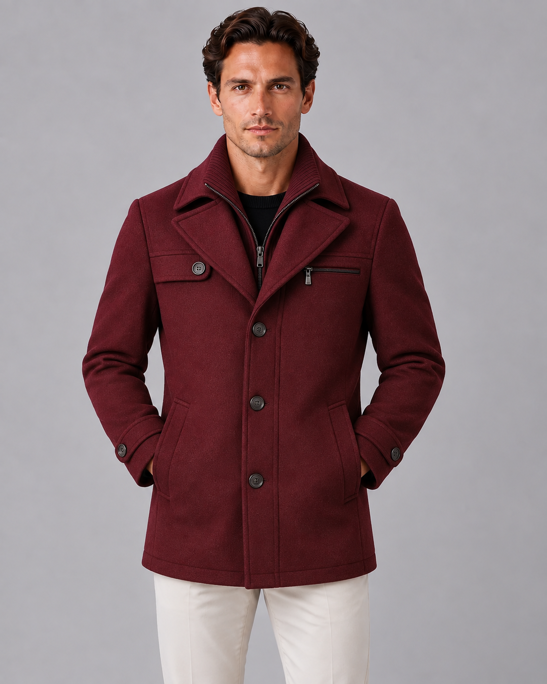Men's Wool Double-Layer Overcoat | Warm Winter Jacket