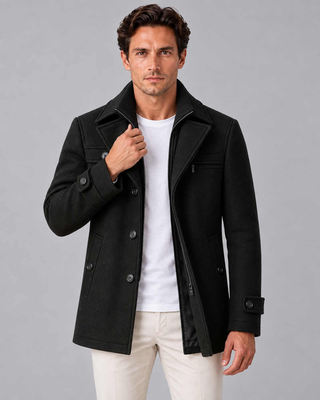 Men's Wool Double-Layer Overcoat | Warm Winter Jacket