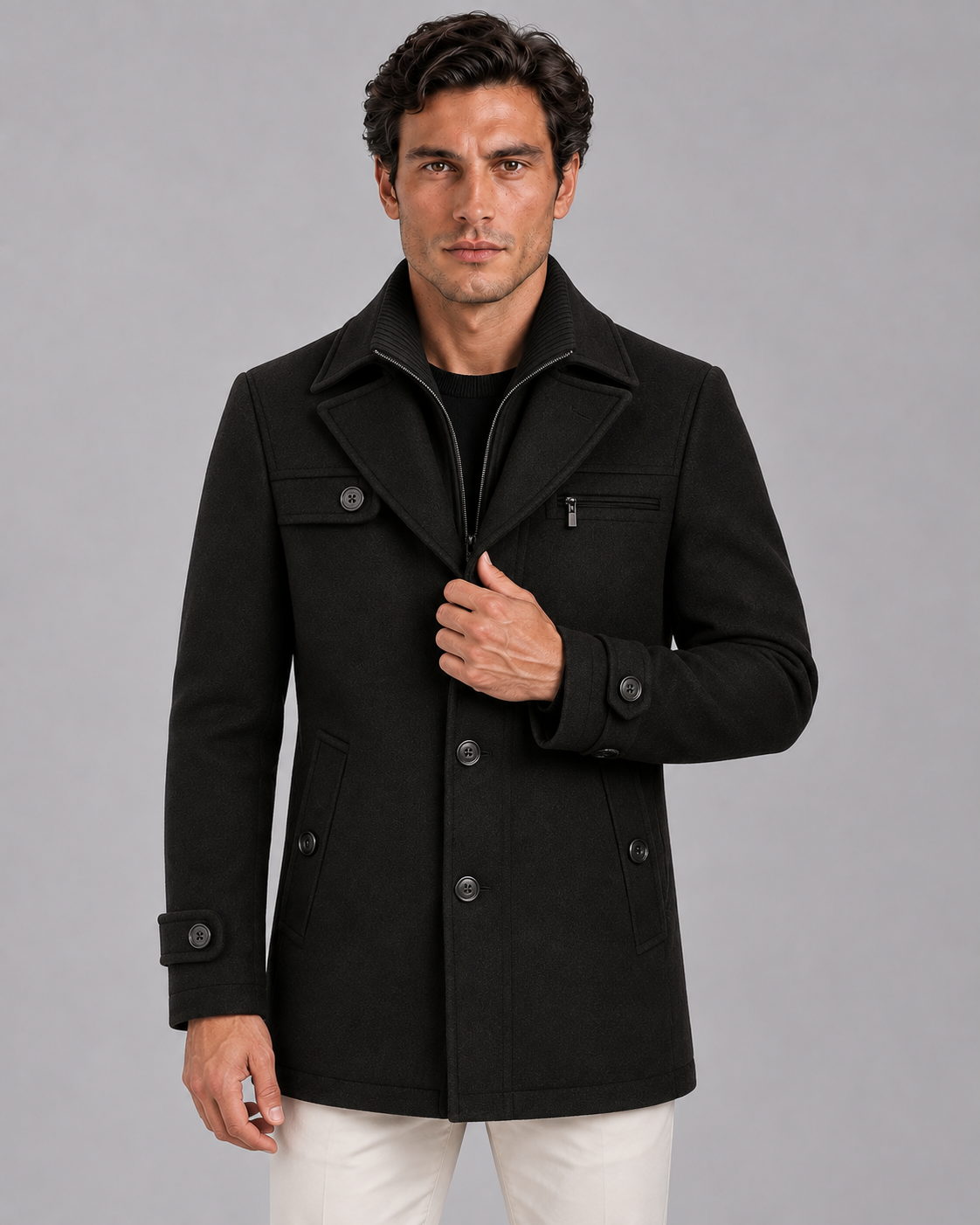 Men's Wool Double-Layer Overcoat | Warm Winter Jacket