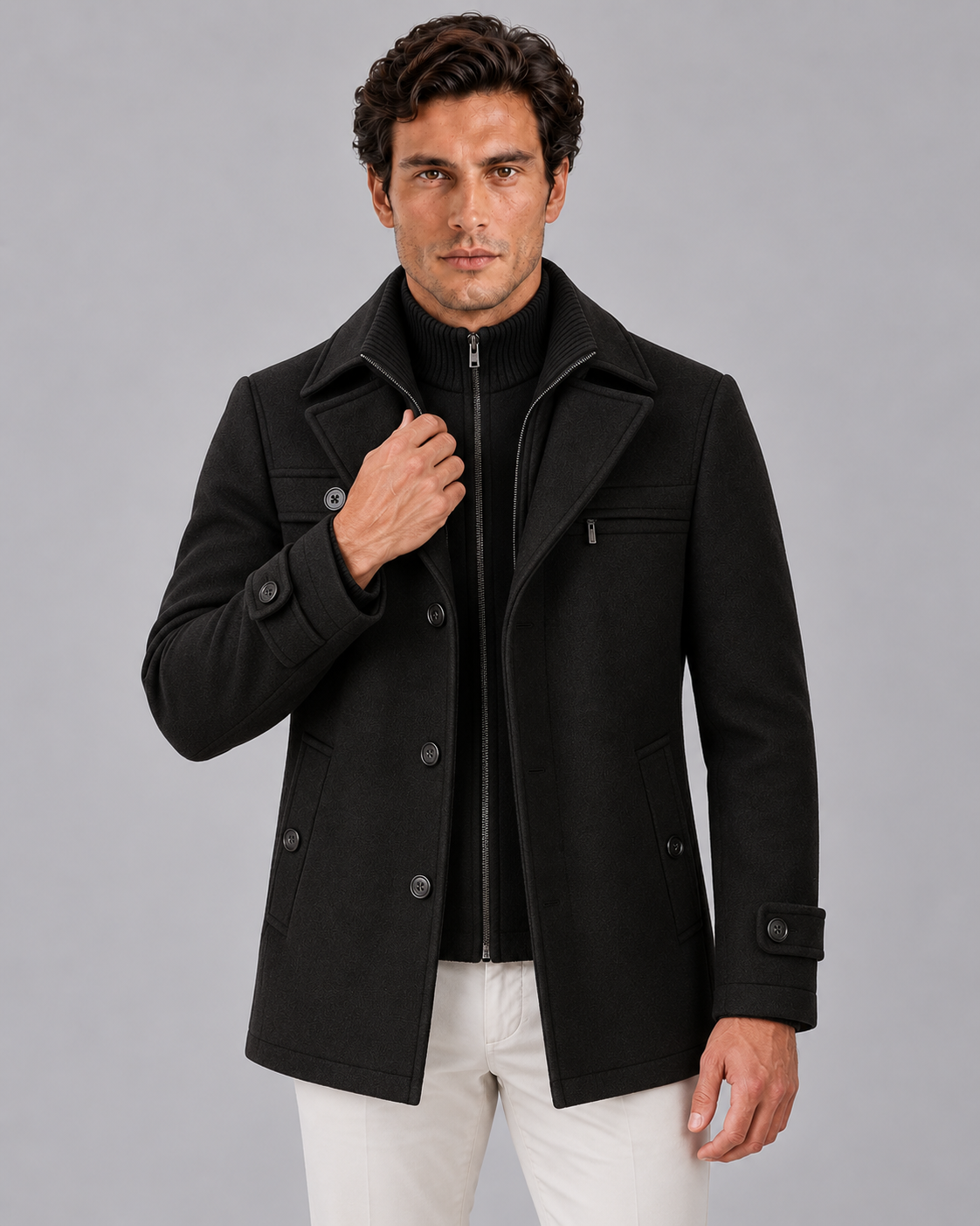 Men's Wool Double-Layer Overcoat | Warm Winter Jacket