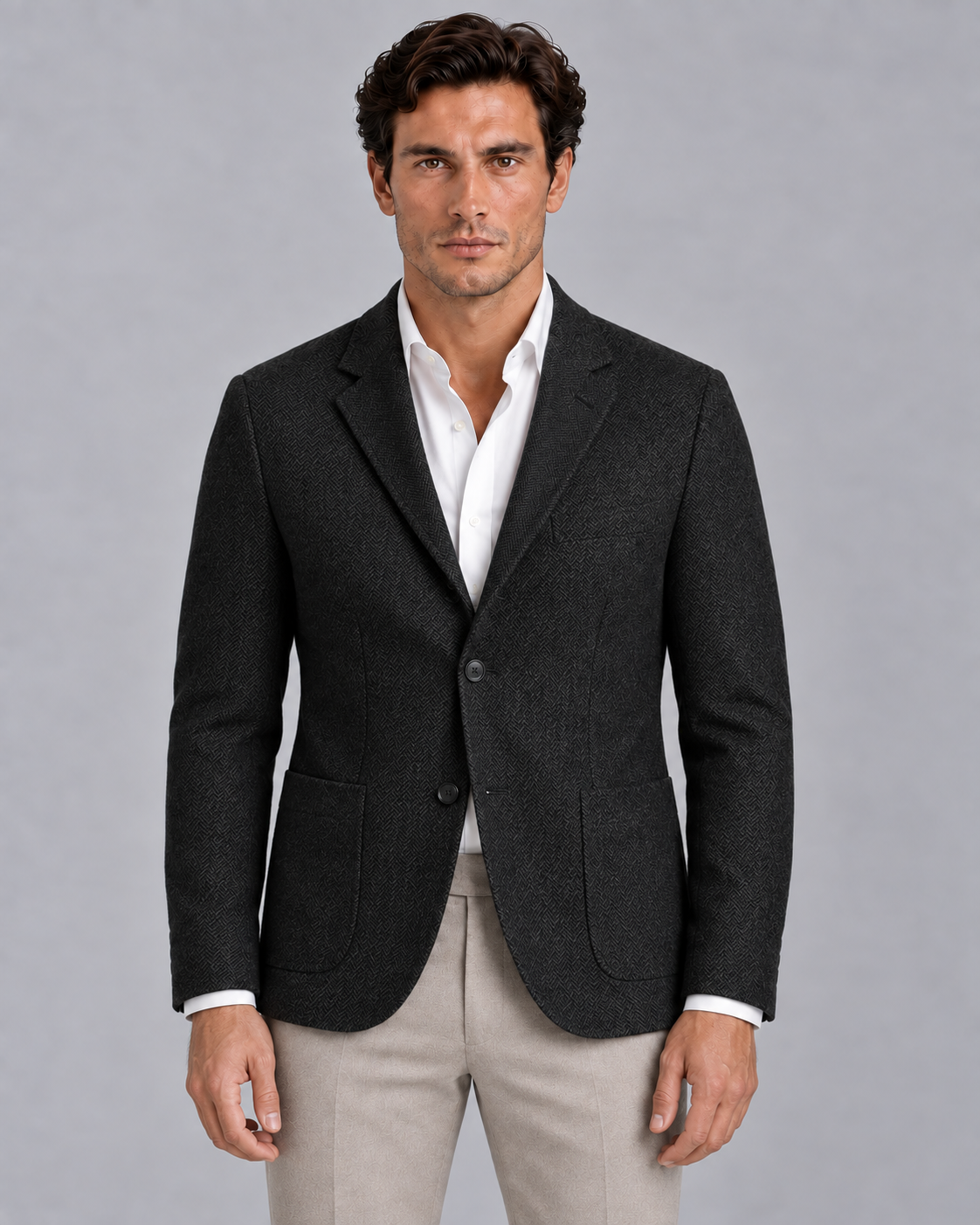 Men's Herringbone Tailored Blazer | Smart Casual Jacket