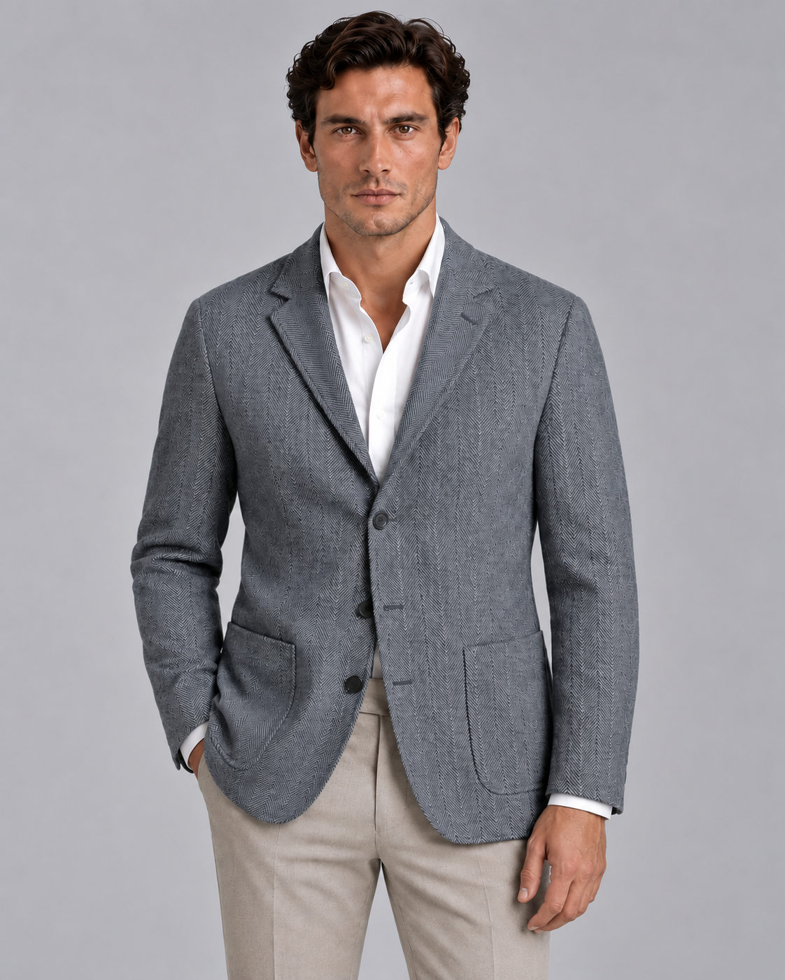 Men's Herringbone Tailored Blazer | Smart Casual Jacket