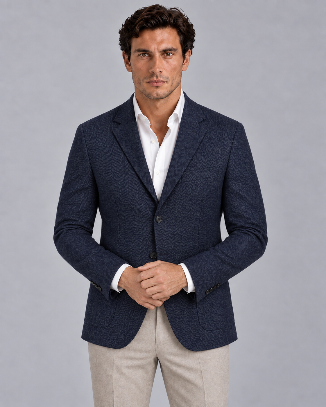 Men's Herringbone Tailored Blazer | Smart Casual Jacket