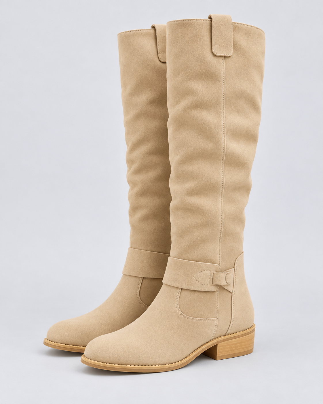 Women's Leather Knee-High Boot with Wedge Sole