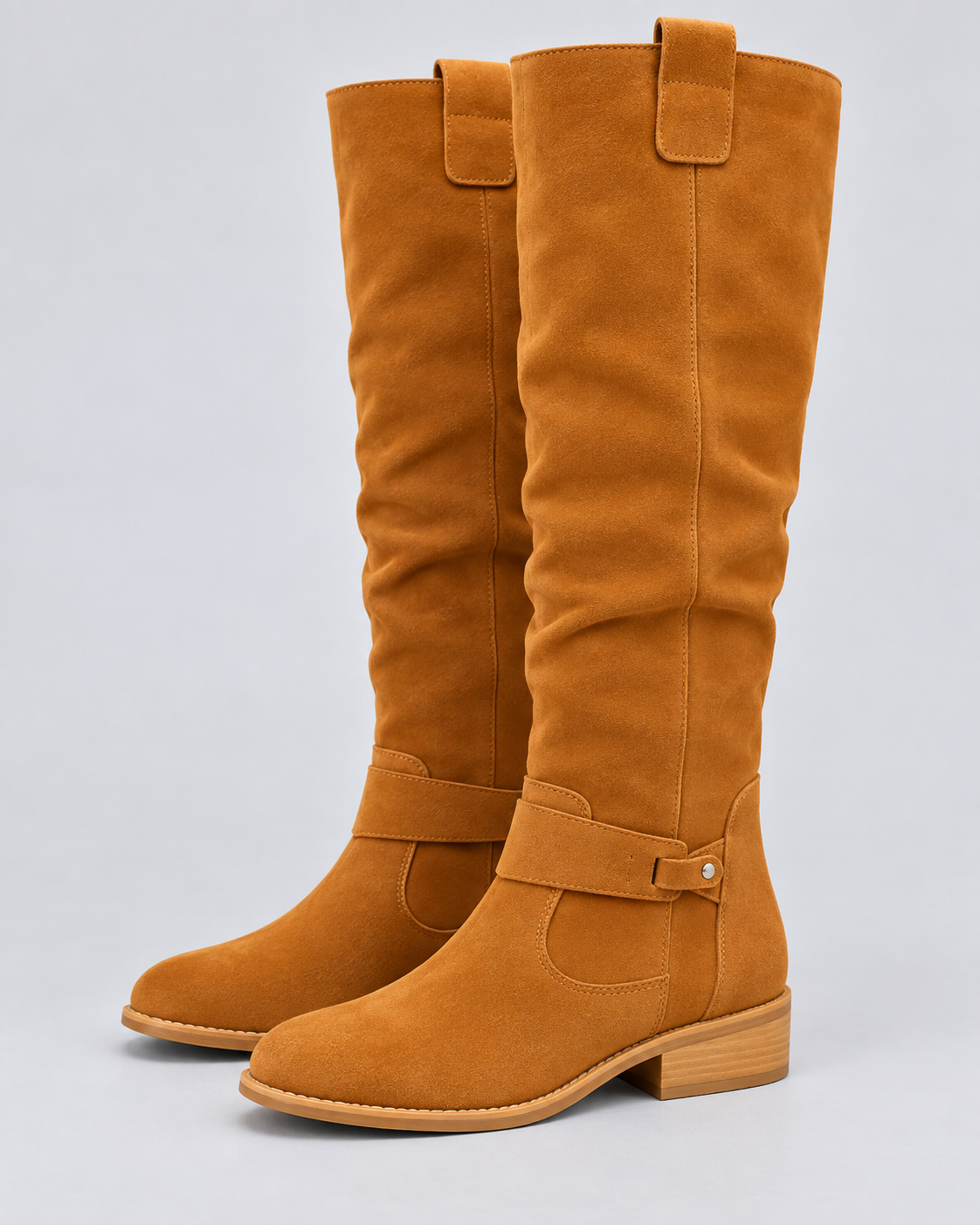 Women's Leather Knee-High Boot with Wedge Sole