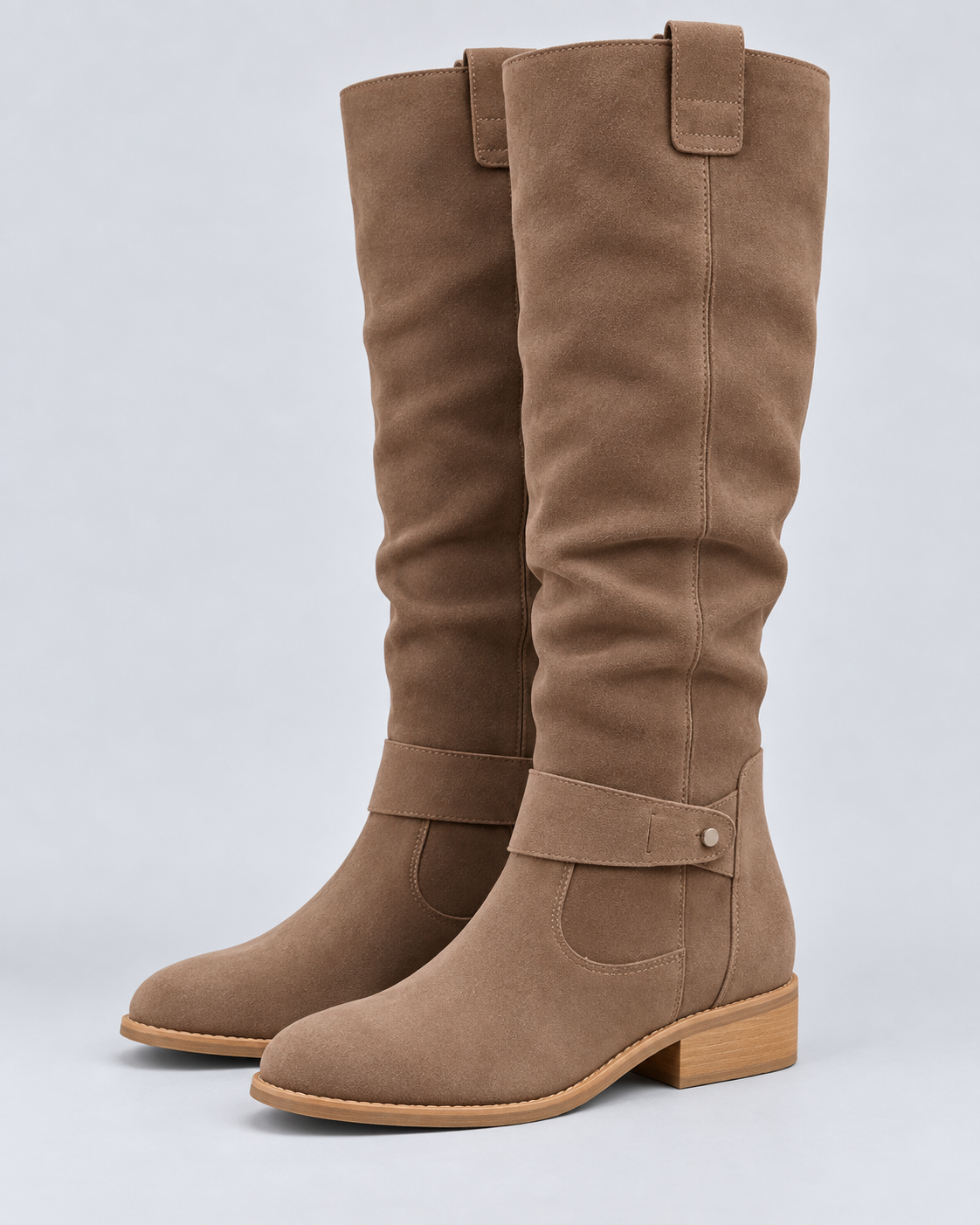 Women's Leather Knee-High Boot with Wedge Sole