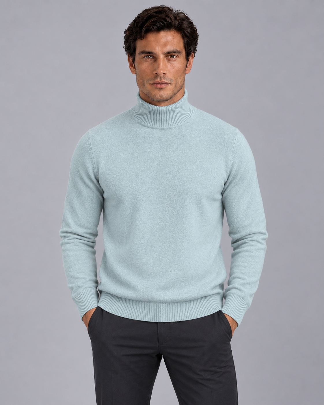 Men's Soft Knit Turtleneck Jumper | Tailored Ribbed Winter Sweater