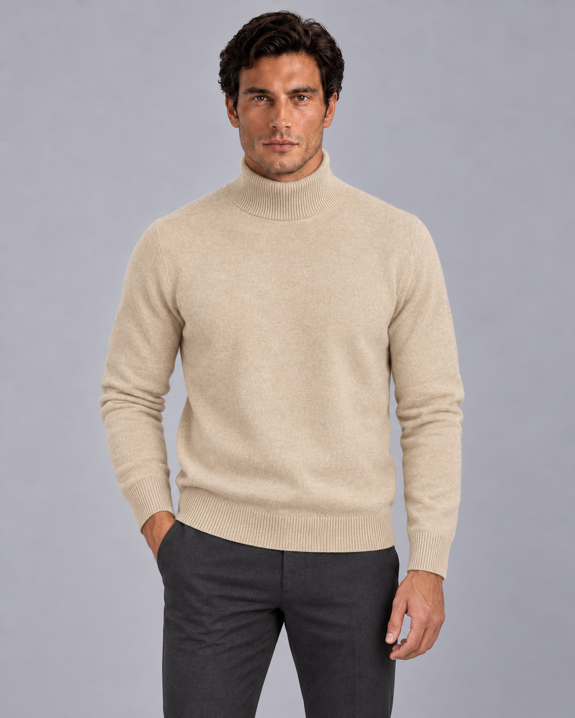 Men's Soft Knit Turtleneck Jumper | Tailored Ribbed Winter Sweater