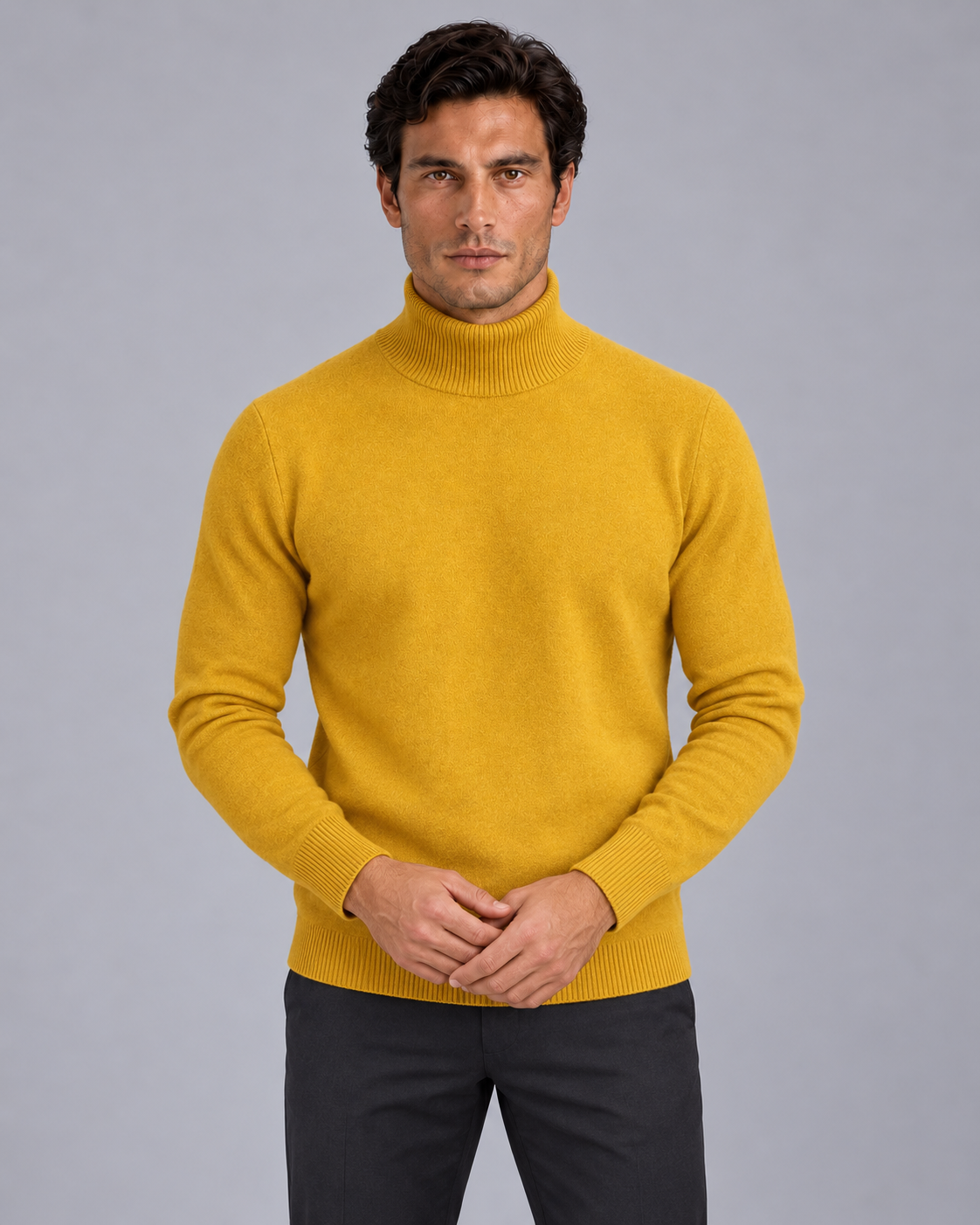 Men's Soft Knit Turtleneck Jumper | Tailored Ribbed Winter Sweater